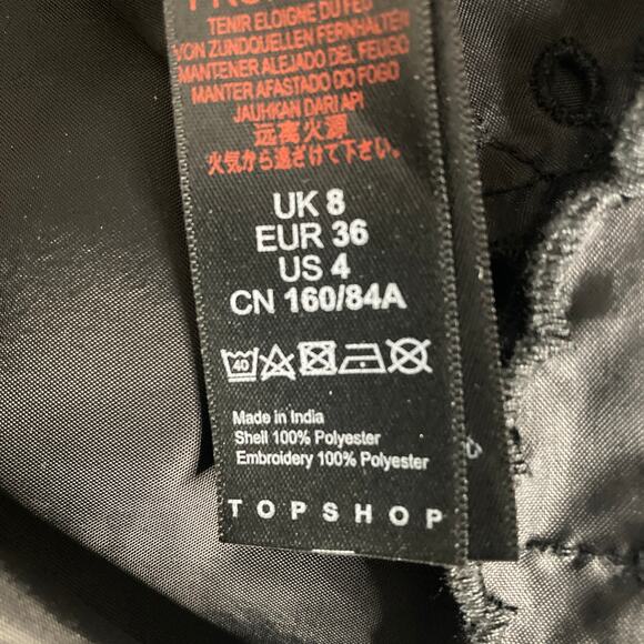 Topshop Eyelet Blouse Womens Size 4 Black Button Front - Picture 9 of 16